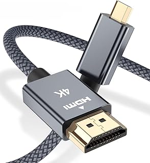 ايليبس كيبل مايكرو HDMI بطول 10 قدم، 4K 60Hz مايكرو HDMI نوع D متوافق مع راسبيري باي 4 4b، جوبرو بلاك هيرو 7 6 5 4، كاميرا سوني A6000 A6300، نيكون B500، ZV-E10، لينوفو يوجا 3 برو 710، كانون، انسيجنيا