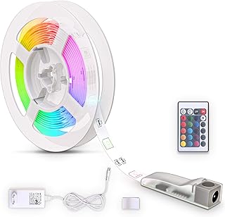 شريط اضاءة LED بطول 3 متر مع جهاز تحكم عن بعد، اضاءة RGB ملونة، قابل للتعتيم، ديكور للغرفة، ديكور الالعاب، شريط اضاءة LED، اضاءة LED، 30 × 1 × 0.2 سم، ابيض