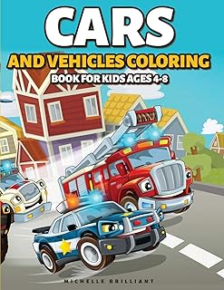 Cars and Vehicles Coloring Book for Kids Ages 4-8: 50 images of cars, motorcycles, trucks, bulldozers, planes, boats that will entertain children and engage them in creative and relaxing activities