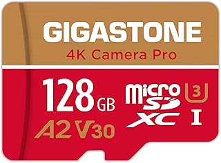 جيجاستون بطاقة مايكرو SD 128GB، تسجيل فيديو 4K، جوبرو، كاميرا اكشن، كاميرا رياضية، متوافقة مع نينتندو سويتش، R/W حتى 100/50 ميجابايت/ثانية، UHS-I A1 V30 الفئة 10