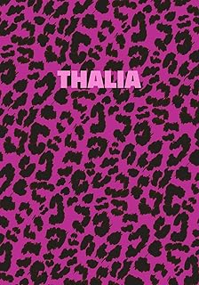 Thalia: Personalized Pink Leopard Print Notebook (Animal Skin Pattern). College Ruled (Lined) Journal for Notes, Diary, Journaling. Wild Cat Theme Design with Cheetah Fur Graphic