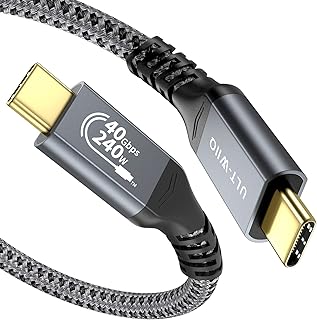 كيبل USB 4 بقدرة 240 واط للشحن السريع متوافق مع ثاندربولت 4/3، يدعم نقل البيانات 8K/6K عند 60Hz و40Gbps لجهاز ماك بوك برو/اير، سامسونج S22، eGPU، قاعدة الشحن، شاحن جان. 2.62 قدم