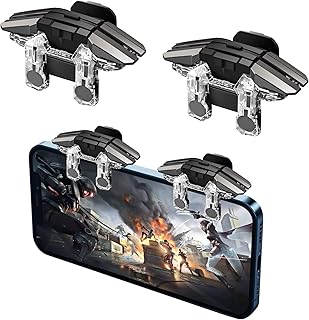 Tazweeq Model Mobile Game Controller Trigger Accessories 6 Finger Sensitive Shoot and Target Buttons Smartphone Gamepad for PUBG/Survival Rules/Knives Out