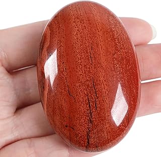 XIANNVXI 2.4 Inch Large Crystals Red Jasper Worry Stones Gemstones Natural Stone Polished Oval Palm Bag Massage Reiki Energy Stone 1 Piece