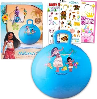 Disney Moana Hopper Ball Outdoor Toy Set - Bundle with Moana 15" Hopper Ball for Boys and Girls Outdoor Activities, Parties Plus Stickers, More | Moana 2 Outdoor Toys for Toddlers