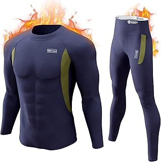 Long Johns Thermal Underwear for Mens Fleece Lined Base Layer Set Top and Bottom for Cold Weather XS-4XL