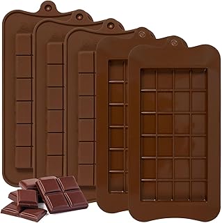 5 x Non-Stick Chocolate Tray Moulds, Silicone Chocolate Bar Moulds for Chocolate, Sweets