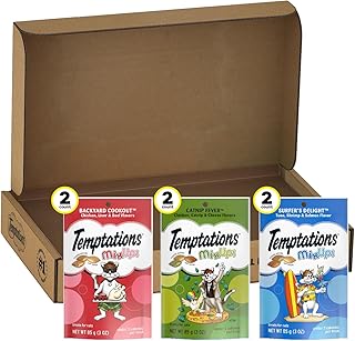 Temptations MixUps Variety Pack Flavors Crunchy and Soft Cat Treats, 3-oz pouches, Pack of 6