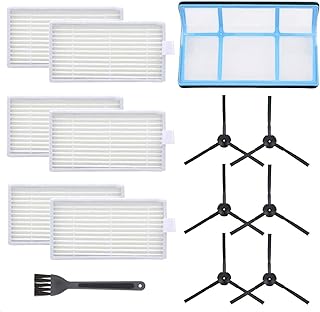 مجموعة فلتر مكنسة كهربائية بديلة من موشنلي للمكنسة الروبوتية اي لايف V3 V3S V5 V5s/، ستة فلاتر وستة فراشي جانبية وفلتر أساسي واحد لمكنسة برو روبوت (عبوة من 13 قطعة)
