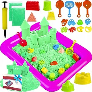 Magic Sand Kit Children 1.5 kg+Kinetic Sand Moulds Children 3 4 5 Years Colourful Sand Sensory Sand for Children Creative Toy Child Gift Ideas for Children – Green