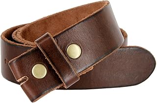 'Genuine Full Grain One-Piece 100% Leather Plain Belt Strap with Snaps or Heavy-Duty Strap, 1-1/2'' (38mm) Wide'