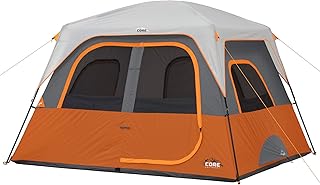 CORE 4 Person & 6 Person Camp Tents | Portable Cabin Tent with Carry Bag for Outdoor Car Camping | Included Tent Gear Loft Organizer for Camping Accessories