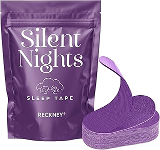 RECKNEY Mouth Plasters Against Snoring, Hypoallergenic, Breathable Mouth Band for Men and Women, Snoring Aid, Soft Fabric and Latex-Free (30 Strips, Purple)