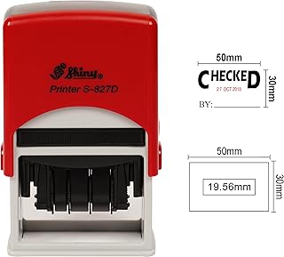 ختم التاريخ اللامع ذاتي التحبير مع فحص النص من اوفيس، ختم مطاطي للقرطاسية S-827D