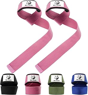 Slim Panda Wrist Straps for Weightlifting, Weight Lifting Straps with Neoprene Padding for Women & Men, Deadlift Straps with Non-Slip Silicone for Powerlifting, Strength Training, Bodybuilding