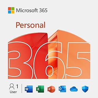 Microsoft 365 Personal | اشتراك لمدة 12 شهرا | 1 شخص | Word و Excel و PowerPoint | تطبيقات مبتكرة مع الذكاء الاصطناعي | سعة تخزين سحابية على OneDrive سعة 1 تيرابايت | أجهزة الكمبيوتر الشخصية