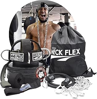 Neck Flex - Neck Exerciser, Neck Muscle Trainer Kit for Men & Women, Neck Harness Weightlifting Set (MMB Pro Series + The Original Head Harness + Revolver Rotation Attachment for Neck Trainer)