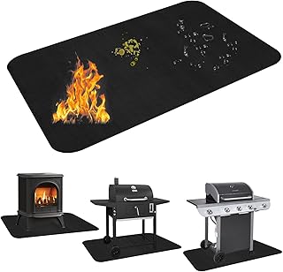 LXLZSH Large 65 x 48 inches Under Grill Mat for Outdoor Grill,Fireproof Grill Mat,Fireplace Hearth Rug,Fire Pit Mat,Oil Proof Waterproof Under Grill Floor Mats BBQ Protector for Decks and Patios