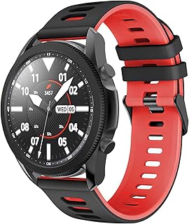 Silicone Rubber Watch Bands Silicone Replacement WaterProof Watch Strap Flat Head Two-Color Black And Red Waterproof Smart Watch Straps with Clasp Universal 20mm Smartwatches Bands for Men and Women