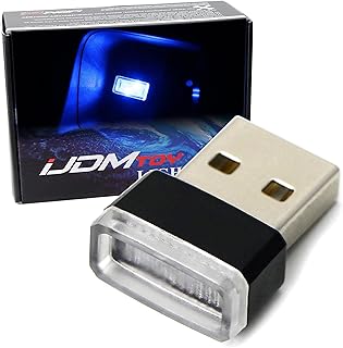 مجموعة اضواء بمصباح LED ازرق وبتقنية الاضاءة المحيطة من ضوء واحد صغير الحجم بمنفذ USB لداخل السيارة من اي جيه دي موتوي