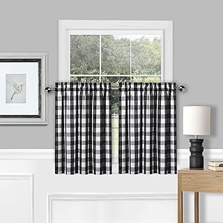 Amzdecor Classic Linen Kitchen Window Curtains Rustic Style Buffalo Check Window Curtain Bathroom Heavy Yarn Dyed Check Half Window Kitchen Curtains Coffee 28 P