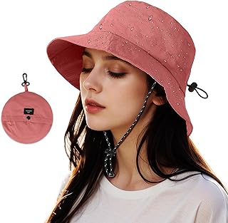 Acado Waterproof Bucket Hat Women - UV Protection Fishing Hats Ladies Adjustable Foldable Rain Hat Sun Summer Outdoor Hiking Cap