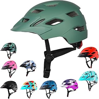 Bavilk Kids Bike Helmet Child Youth Adjustable Multi-Sport Bicycle Cycling Scooter LED Light Detachable Visor Girls Boys