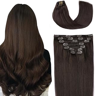 SURNEL Thick Clip in Hair Extensions Human Hair Clip in Extensions 7 Pcs 140 Gram 14 inch #2 Dark Brown Double Weft Full Head Real Hair Clip ins Hair Extensions Real Human Hair (7C#2-14)