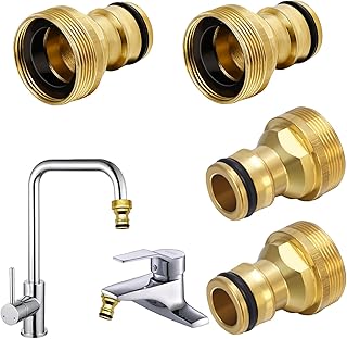 taonganui 4 x Universal Tap Connector for Mixer Tap, Garden Hose Connector, Hose Adapter, Gardena Tap Adapter, Hose Coupling Quick Coupling Adapters Connection