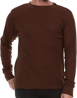 JMR Men's Heavy Weight Long Sleeve Waffle Thermal Shirt Crew Neck Top Underwear Colours Sizes Brown 5XL