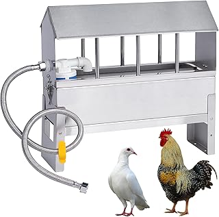 Svauoumu Stainless Steel Automatic Chicken Drinker, Poultry Drinker with Float Valve Kit and Feet, Chicken Drinker for Pigeons, Ducks, Geese