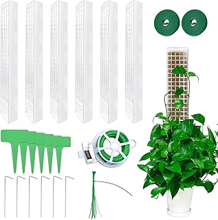 Pack of 6 Moss Sticks, Moss Stick for Monstera, Moss Pole with 6 Nails; 6 Famous Brands with Surnames; 10 Zips; 2 Velcro Stickers; 1 Cable Tie for Plants Climbing Up Use