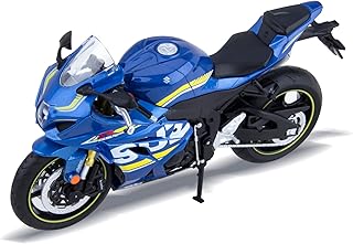 نموذج معدني طبق الأصل لدراجة سوزوكي GSX-R1000 إصدار محدود للتجميع المطلق من ام اس زد مقاس 1:12 للأطفال 3 سنوات فما فوق لون أزرق