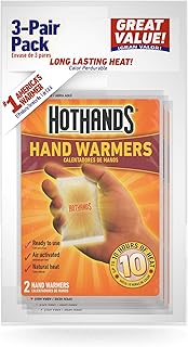 HotHands Hand Warmers - Long Lasting Safe Natural Odorless Air Activated Warmers - Up to 10 Hours of Heat - 3 Pair