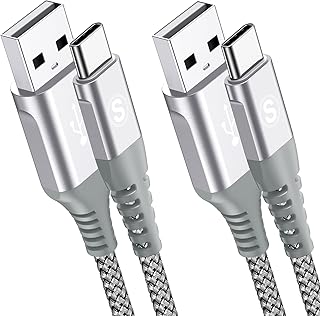 كيبل شحن USB نوع C [عبوتان، 3.3 قدم + 3.3 قدم] شاحن ايفون 15 سلك USB مضفر بالنايلون لايفون 15 برو ماكس بلس سامسونج جالاكسي S23 S22 S21 S20 S10 S9 S8+ نوت 20 فليب A53 A54 بيكسل ال جي موتو PS5