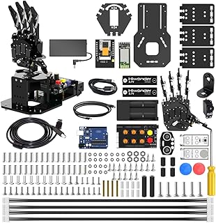 يد روبوت مع اردوينو اونو روبوتية الكترونية مفتوحة المصدر بالذكاء الاصطناعي بخمسة اصابع فقط بحركة ذراع ميكانيكية وذراع ميكانيكي يمكنك تركيبها بنفسك مجموعة العلوم / الترميز/البرمجة قياسية