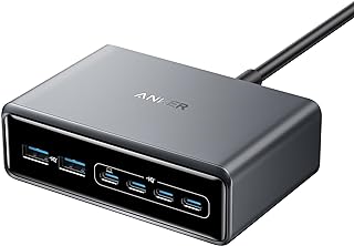 انكر شاحن برايم 200 واط بـ6 منافذ GaN USB C سريع الشحن متوافق مع سلسلة ايفون 16/15/14 ماك بوك برو/اير ايباد برو ديل XPS جالاكسي S24/S23 هواوي شاومي فيفو