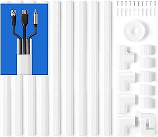 مخفي كيبلات حائط مقاس 153 انش، مخفي اسلاك تلفزيون زيو لاخفاء 3-4 اسلاك، مجموعة ادارة الكيبلات، ابيض، كونسيلر كيبل قابل للطلاء، 9 × طول 15.7 انش × عرض 1.18 انش × ارتفاع 0.6 انش