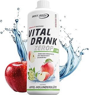 Best Body Nutrition Vital Drink Zerop, Apple Elderflower, Original Drink Concentrate, Syrup, Sugar-Free, 1:80 Makes 80 Litres of Ready Drink, 1 L (Pack of 1)