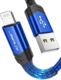 كيبل شاحن ايفون بطول 10 قدم، جي سوكس [معتمد من ابل C89 معتمد من ابل]، كيبل لايتنينج USB مضفر بالنايلون متوافق مع ايفون 11 اكس اس ماكس اكس ار 8 7 6 اس 6 بلس اس اي 5 5 اس وايباد وايبود - ازرق