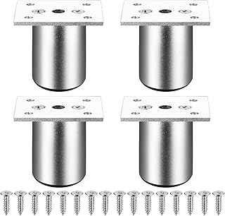 مجموعة من 4 اقدام قابلة للتعديل لاقدام الاثاث، 5 سم، ارجل الاريكة والخزانة، ارجل بارتفاع قابل للتعديل للخزانة والقدمين والسرير والكراسي والطاولة والمكتب وارجل الاريكة وارجل الاثاث، فضي
