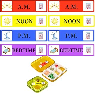 500 قطعة من ملصقات تعليمات الدواء - تذكير الصباحية الظهيرة المسائية وقت النوم 2/5 × 1.6 انش صباحا ظهرا مساءا لمخططي علب حبوب بوب ريزين