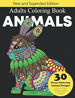 Adult Coloring Book - Animals coloring book stress relieving designs: 30 Stress Relieving Animal Designs | Collection of adult coloring pages stress ... mandalas | Easter bunny books for kids