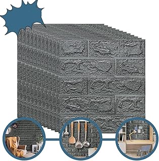 STAYOUNG 12 Pieces 3D Wall Panel - Self-Adhesive Wallpaper PE Foam Wall Stickers for walls, bedroom decoration, covering dirty wall(black-grey,13.5 Sq Ft)