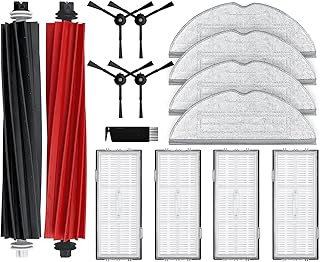 قطع غيار متوافقة مع مكنسة روبوروك S8 / S8 بلس من ليفريد، 1 فرشاة دوارة مزدوجة، 4 فرش جانبية، 4 فلاتر هيبا، 4 قطع قماش ممسحة بديلة