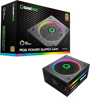 جيم ماكس مزود طاقة ذهبي معياري RGB550 80 بلس مع مروحة RGB 14 سم - اسود