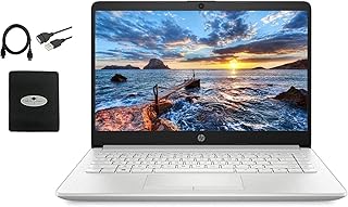 لابتوب 2022 HP 14 انش FHD للاعمال والطلاب، AMD رايزن 3 3250U (حتى 3.5GHz)، ذاكرة RAM 16GB، هارد ديسك 1TB+128GB SSD، ايثرنت، كاميرا ويب، WiFi، بلوتوث، HDMI، شحن سريع، ويندوز 10، مع ملحقات جوست مانتا