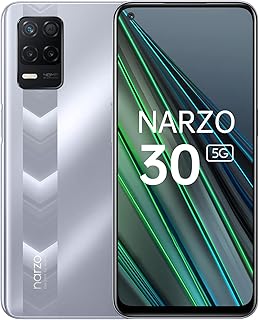 ريلمي نارزو 30 ثنائي شرائح الاتصال بذاكرة روم 128GB وذاكرة RAM 4GB (GSM فقط | بدون CDMA) هاتف ذكي 5G غير مقفل من المصنع (فضي سباق) - اصدار عالمي