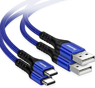 كيبل USB نوع سي 3 امبير للشحن السريع [عبوتان 15 قدم + 15 قدم] شاحن USB C لوحدة تحكم PS5، سلك شحن ايكيركيت USB-A الى USB-C متوافق مع سامسونج جالاكسي S10 S9 S8 S20 بلس، نوت 10 9 8