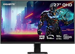 جيجابايت شاشة العاب GS27Q 27 انش 165Hz SS وقت استجابة 1 مللي ثانية MPRT جاهزة HDR فري سينك بريميوم منفذ عرض 1.4 2 HDMI أسود LCD 2560 x 1440